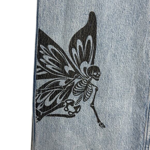 Hot Topic Sweet Society Skeleton Fairy Jeans Baggy Wide Leg Whimsy Goth Size 1 - Picture 4 of 9